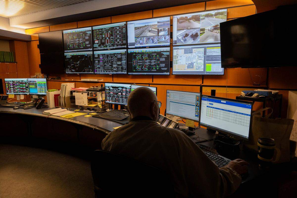A staffer in the EchoWater Resource Recovery Facility control room monitors functions at the wastewater treatment plant in Sacramento County on Wednesday, May 20, 2026.