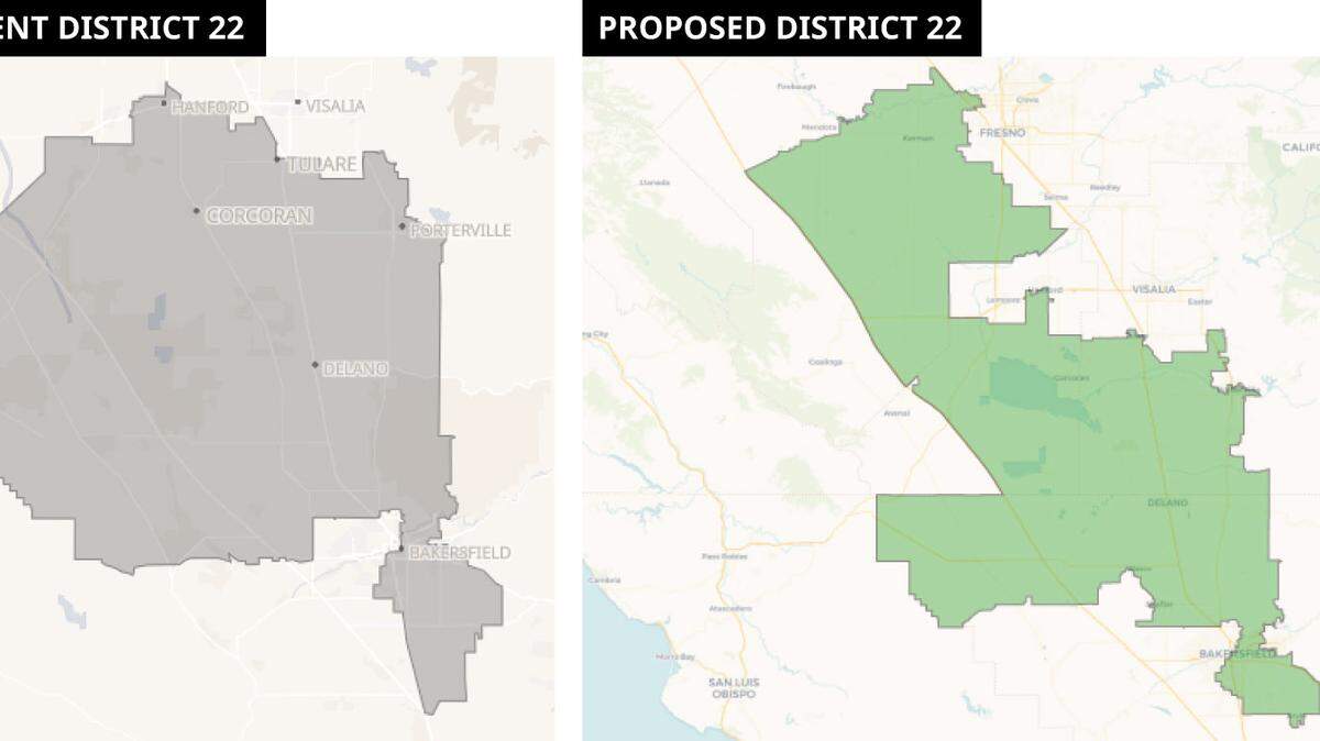Congressional District 22, currently represented by David Valadao, extends north to the suburbs of Fresno under the new redistricting plan.