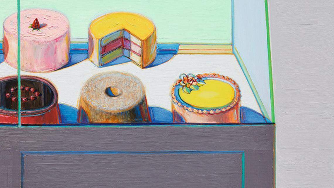 “Encased Cakes,” a 2011 painting by Sacramento artist Wayne Thiebaud, is scheduled for auction at Sotheby’s in New York on Nov. 14, 2019. The auction house expects the 72-by-48-inch oil on canvas to sell for $6 million to $8 million.