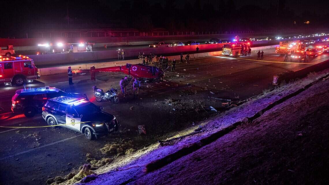 Where in Sacramento did the freeway helicopter crash happen?