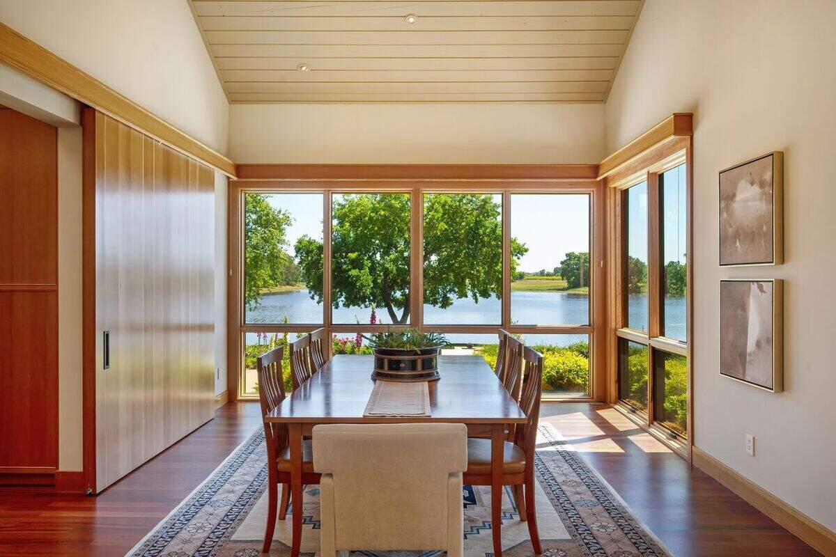 The lake, seen from the dining room, is the view everyone notices