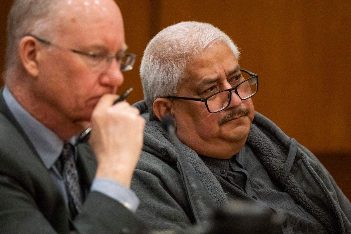Enrique Rodriguez Valladares, a former third-grade teacher at Bowling Green Chacon Language and Science Academy in Sacramento, listens with defense attorney Jay Dyer during his sentencing hearing in Sacramento Superior Court on Friday. Valladares, who taught in the Sacramento City Unified School District for 28 years, was sentenced to eight years in prison after he pleaded no contest to molesting students.