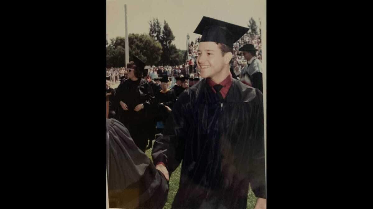 Paul Linderman on his graduation day on May 22, 1987, after he achieved his bachelor’s degree from Sacramento State. Linderman joined the Armed Services for 21 years, died in 2009 and had a scholarship created under his name for Sacramento State students.