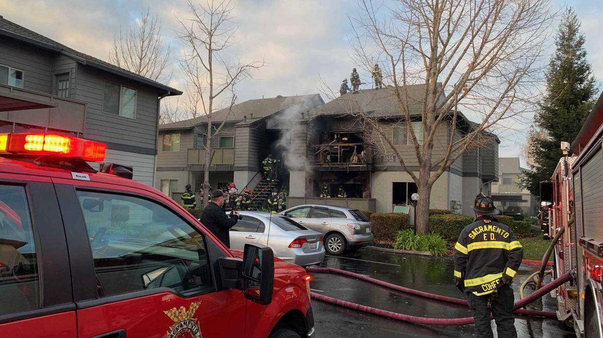 Firefighters found one person dead Wednesday, Jan. 6, 2021, when a two-alarm fire burned at an apartment complex in the 3500 block of Summer Park Drive in the South Natomas neighborhood.