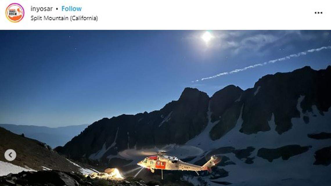 An avalanche of rocks and snow on Split Mountain injured three hikers, killing one, California rescuers say.