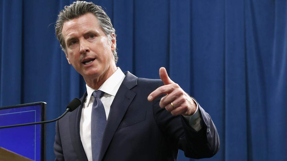 Gov. Gavin Newsom discusses his revised 2019-2020 state budget during a news conference Thursday, May 9, 2019, in Sacramento, Calif. Newsom, a Democrat, has proposed a $213.5 billion a spending plan.