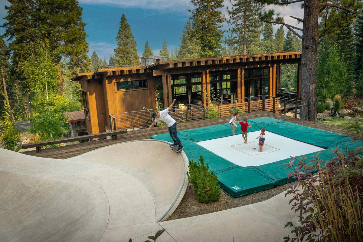 A built-in trampoline and skateboard park are part of a Lake Tahoe area home for sale for $17 million.