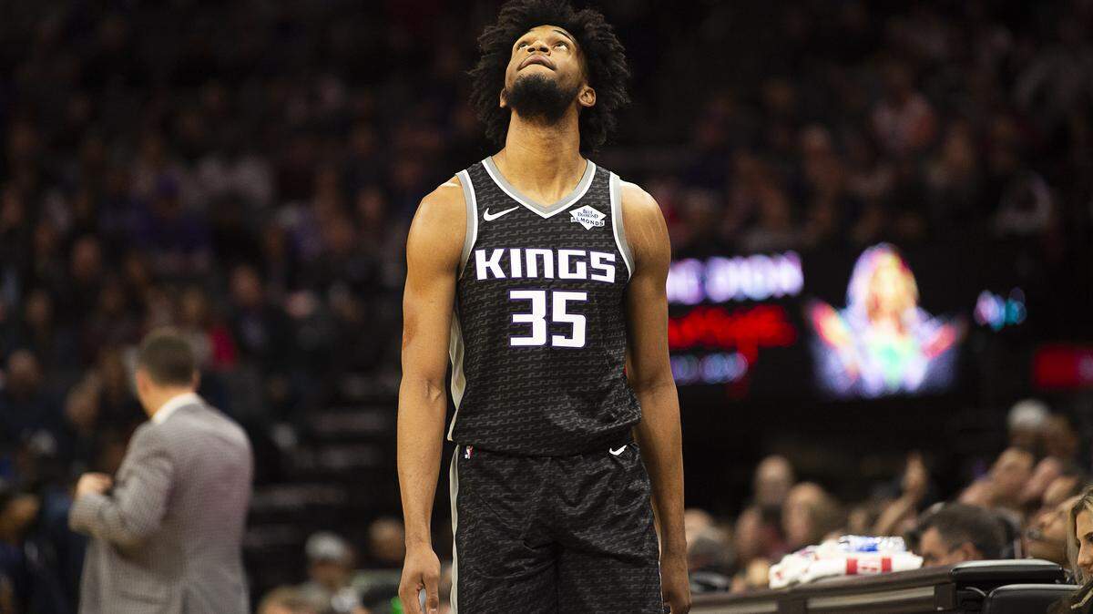 Sacramento Kings forward Marvin Bagley III (35) looks at the scoreboard during timeout during a game against the Minnesota Timberwolves at Golden 1 Center on Thursday, Dec 26, 2019 in Sacramento.
