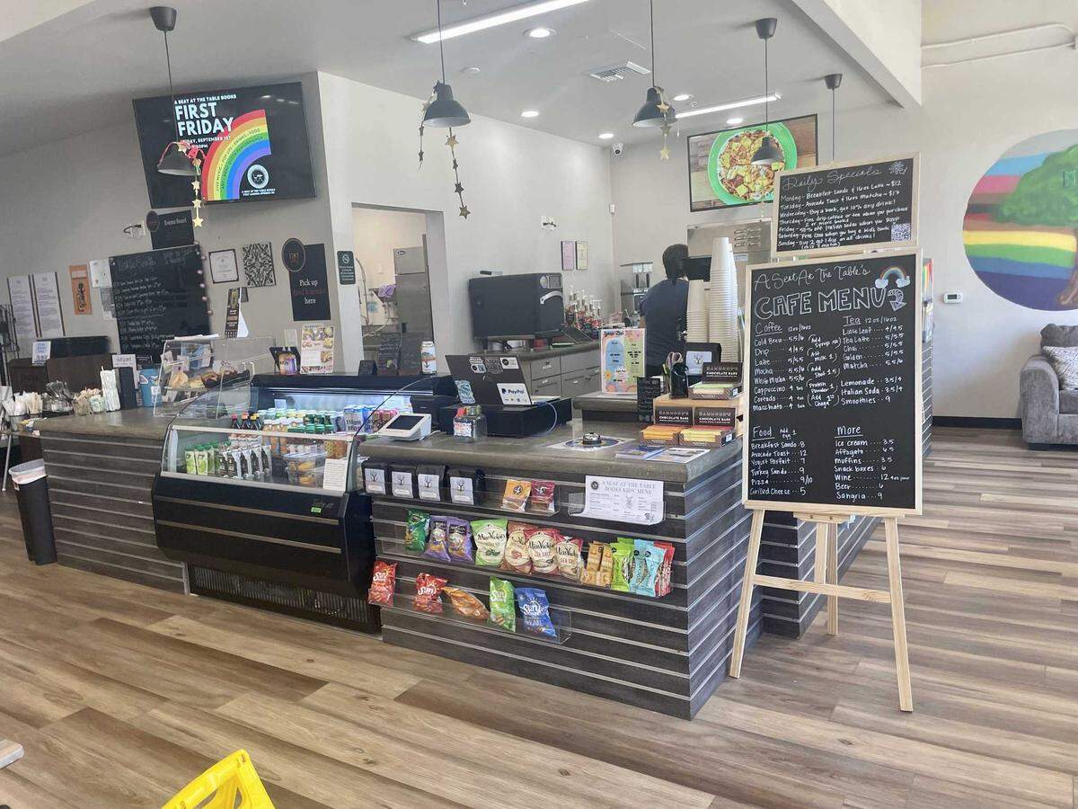 A Seat at the Table Books in Elk Grove has a full cafe/espresso bar, in addition to regular bookstore offerings. On Wednesday, the store was preparing to launch a community sponsorship program in order to help it stay afloat after business troubles exacerbated by the pandemic.