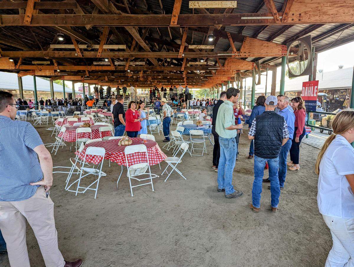 Voters gather at the Brian Dahle for Governor event hosted by the California Farm Bureau in early September at the Tulare County Fair.