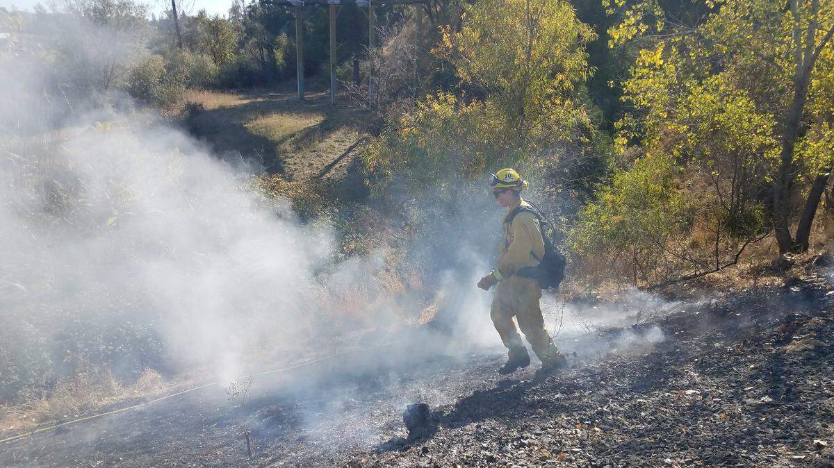 Cal Fire says firefighters put out seven small fires that ignited along the right side of eastbound Interstate 80 in Placer County on Monday, Nov. 4, 2019.