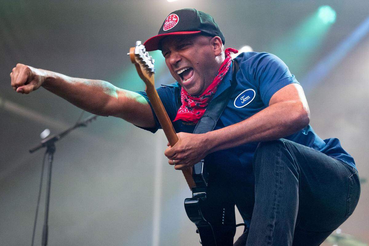 Tom Morello, formerly of Rage Against the Machine, performs at the Aftershock festival in Sacramento’s Discovery Park on Sunday.