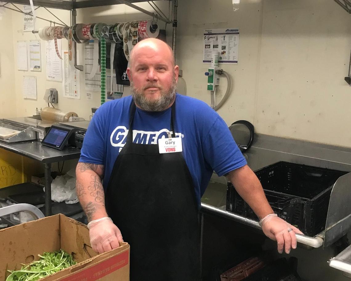 Gary Renner, 47, a produce manager for Vons in Whittier, Calif. on Tuesday. Renner has worked for the Albertsons company for 27 years and is a member of the United Food and Commercial Workers Local 324.