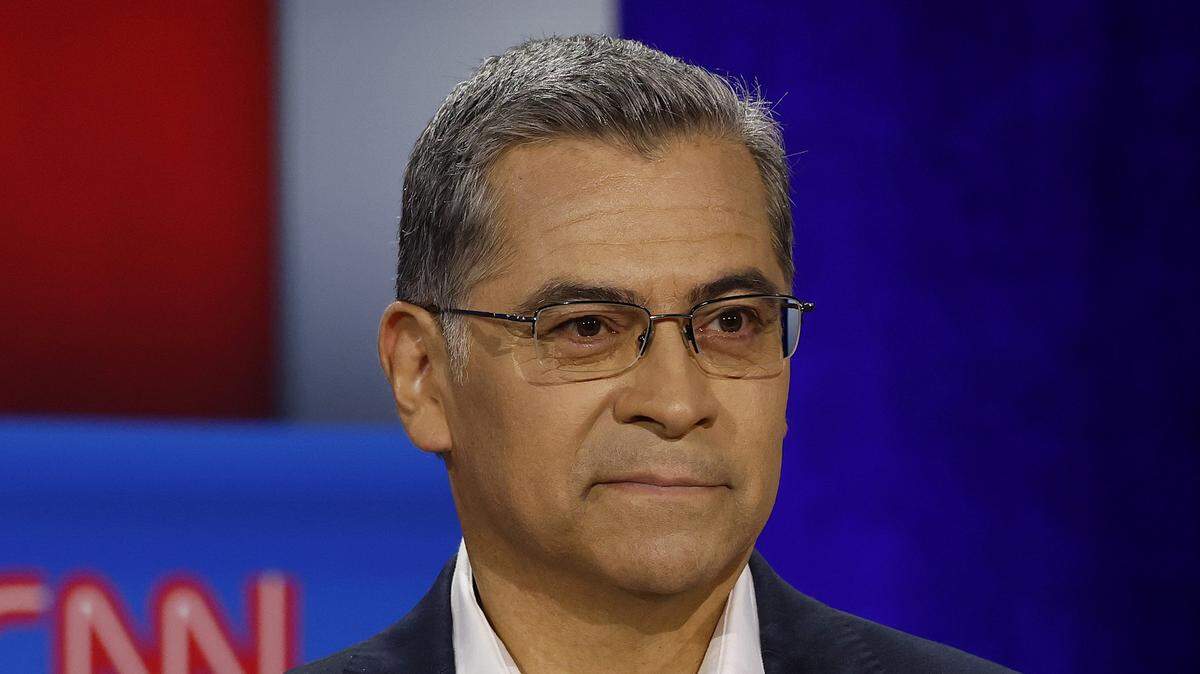 MONTEREY PARK, CALIFORNIA - MAY 05: California gubernatorial candidate former U.S. Secretary of Health and Human Services Xavier Becerra looks on during a CNN California Governor Primary Debate at East Los Angeles College on May 05, 2026 in Monterey Park, California. CNN hosted a debate with seven of the top contenders in the race for California Governor. The debate was moderated by CNN anchors Kaitlan Collins and Elex Michaelson.  (Photo by Justin Sullivan/Getty Images)