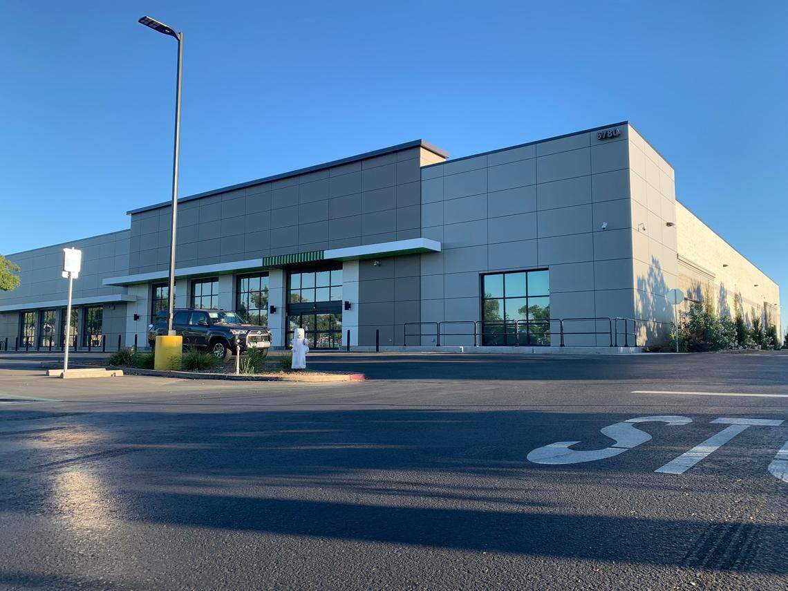 The anticipated Amazon Fresh location at 6780 Stanford Ranch Road in Roseville had windows taped and shelving inside on July 14, 2023.