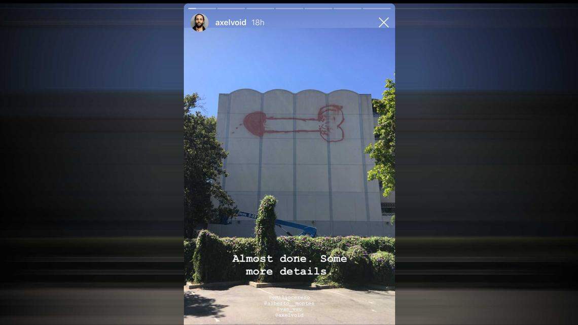 An illustrated penis was painted Monday, Aug. 12, 2019, on the side of a building at 9th and H streets in downtown Sacramento by artist Alex Void. Void (whose real name is Alejandro Hugo Dorda Mevs) posted a photo of the âmuralâ to his story on Instagram, captioning the image, âAlmost done. Some more details,â and tagging himself and three other artists in the post.