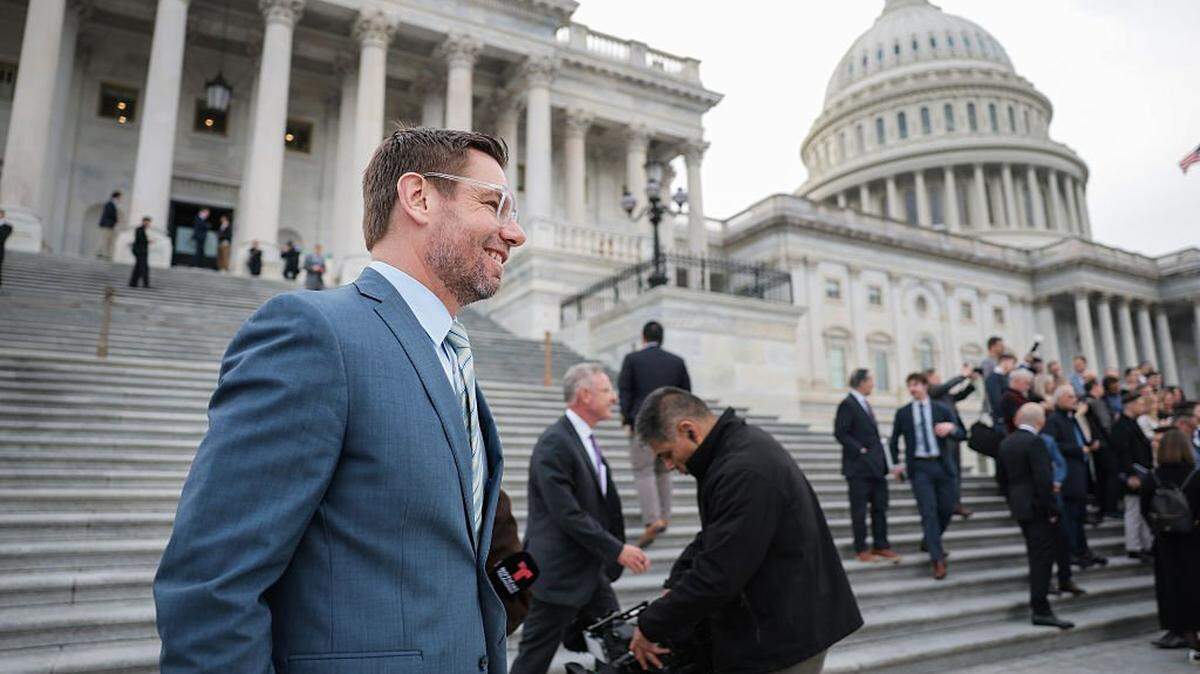 WASHINGTON, DC - MARCH 05: U.S. Rep. Eric Swalwell (D-CA)  departs the U.S. Capitol Building after a series of votes on March 05, 2026 in Washington, DC. The House held a series of votes including a vote on funding for the Homeland Security department and a War Powers resolution on Iran. (Photo by Anna Moneymaker/Getty Images)