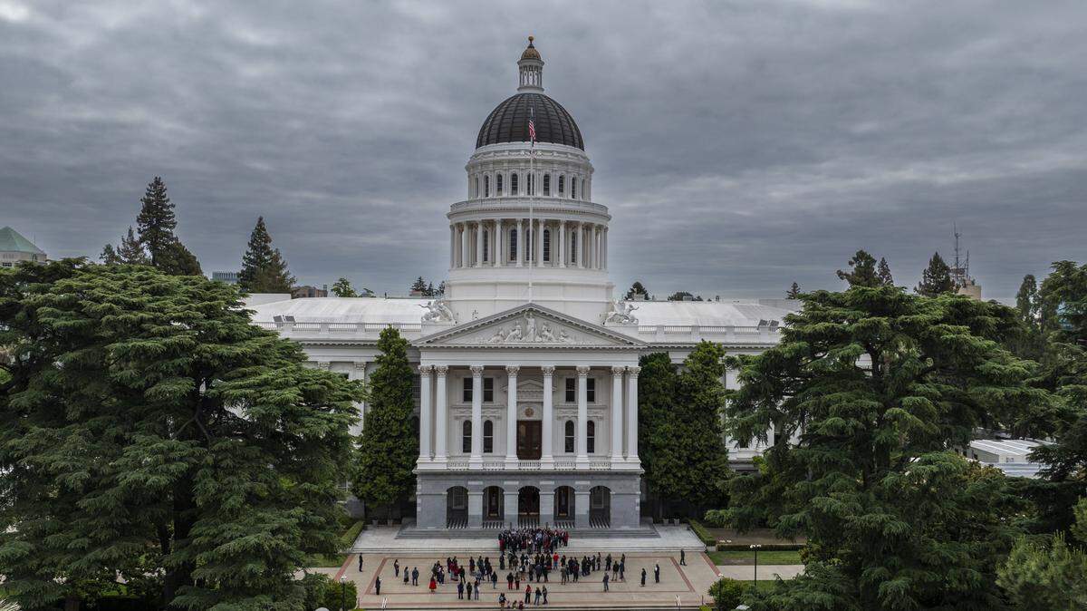 The California state Capitol building seen from a drone on Thursday, April 30, 2026. 