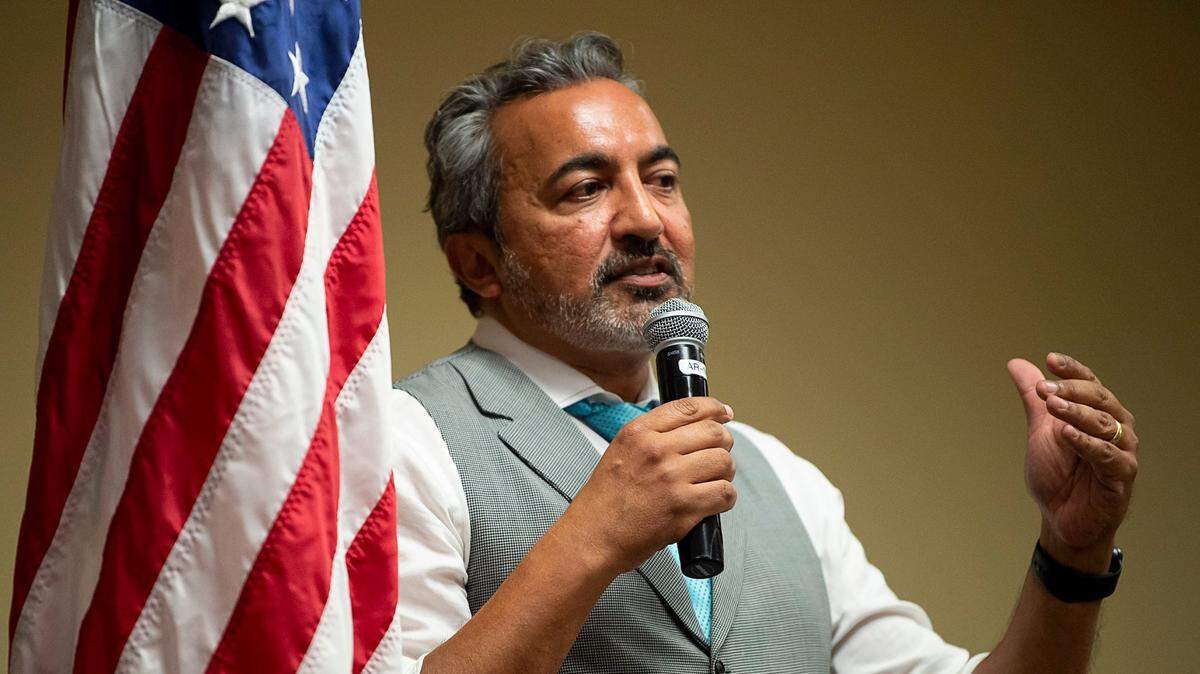 Rep. Ami Bera speaking in Rancho Cordova in 2019.