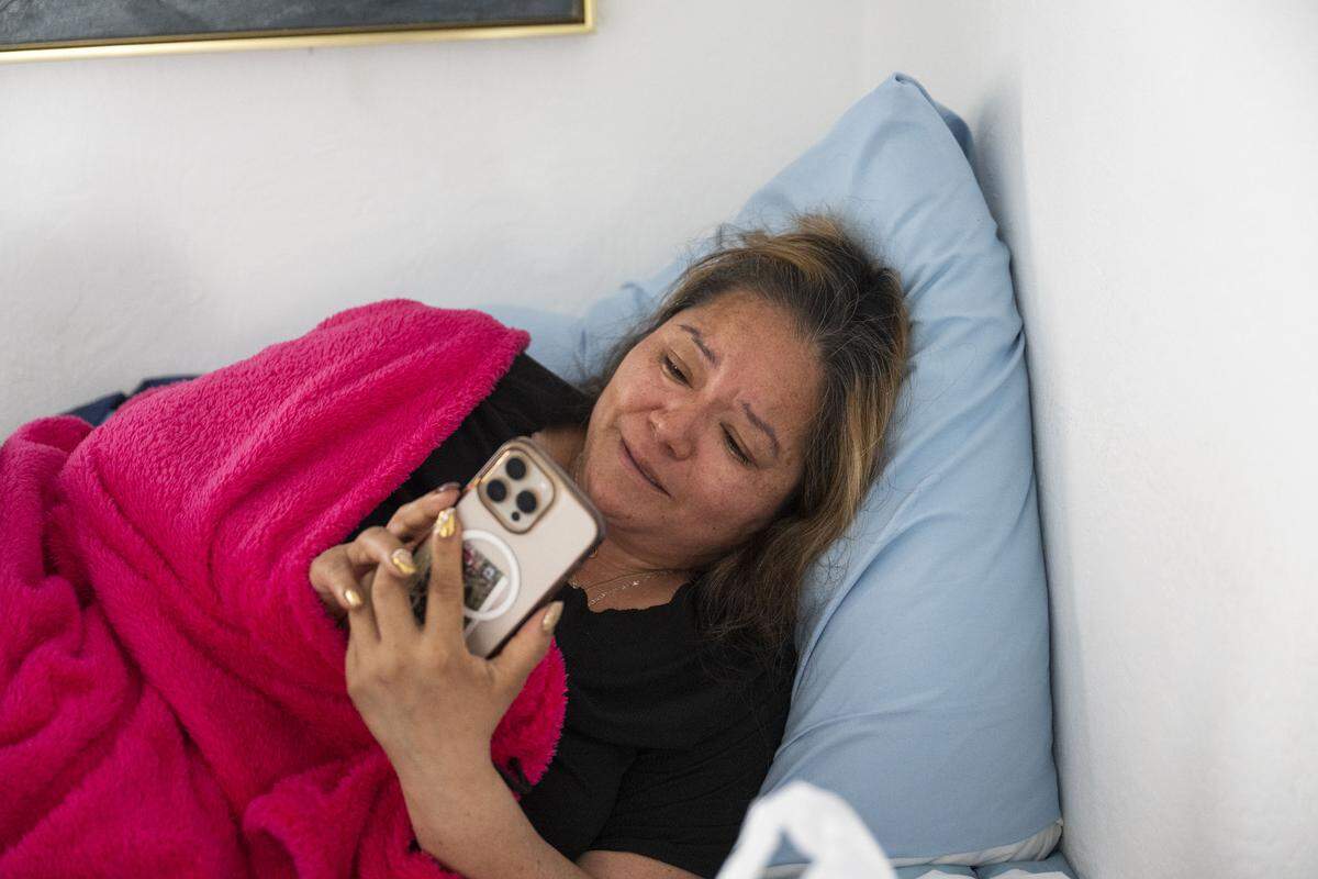 Maria de Jesus Estrada, a DACA recipient that was deported in February to Mexico, talks to her daughter Damaris Bello on Monday, March 30, 2026. 