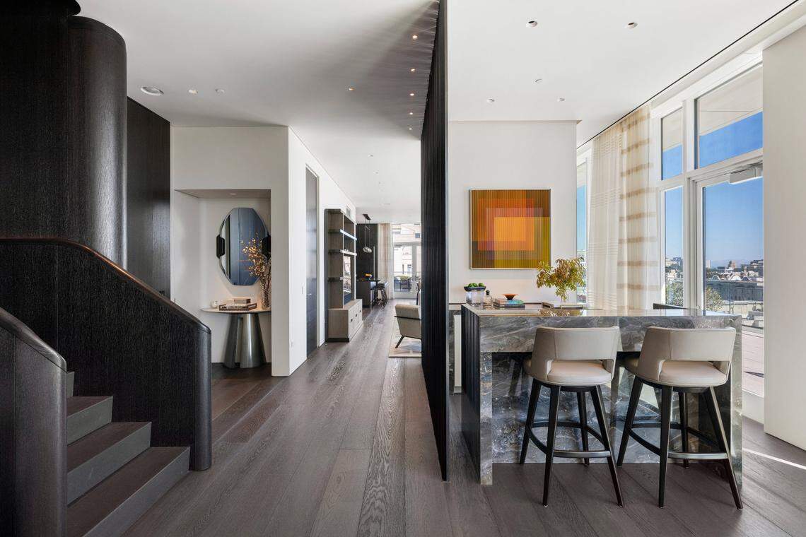 The interior of the San Francisco penthouse spans nearly 3,900 square feet with 3 bedrooms and 3.5 bathrooms.