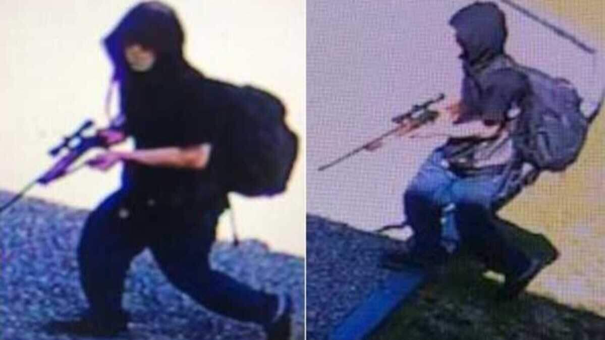 A man who appears to be armed with a rifle is seen in surveillance footage on the Berry Creek Elementary School campus on March 17, 2019. The Butte County Sheriff’s Office is investigating the incident. 