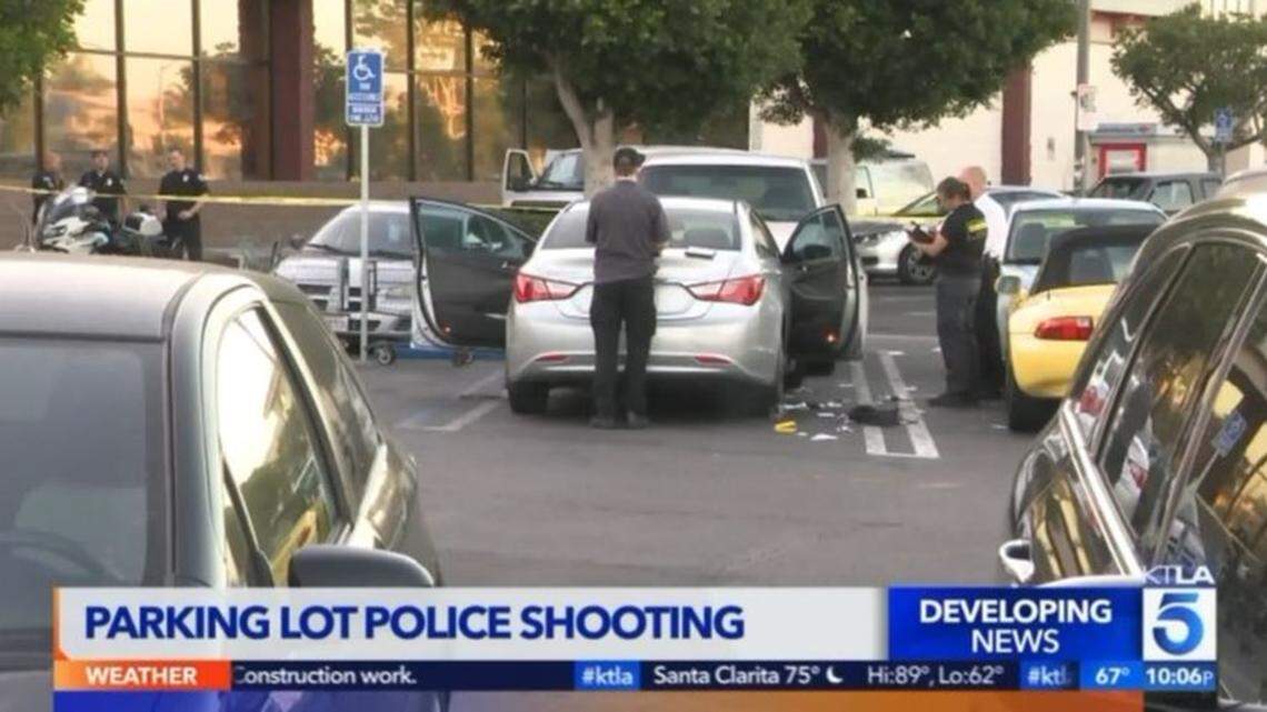 Officers in Garden Grove, California, on Tuesday fatally shot a man who was choking a woman inside a car at a supermarket, police said. The man still had his hands on the woman’s throat, witnesses said.