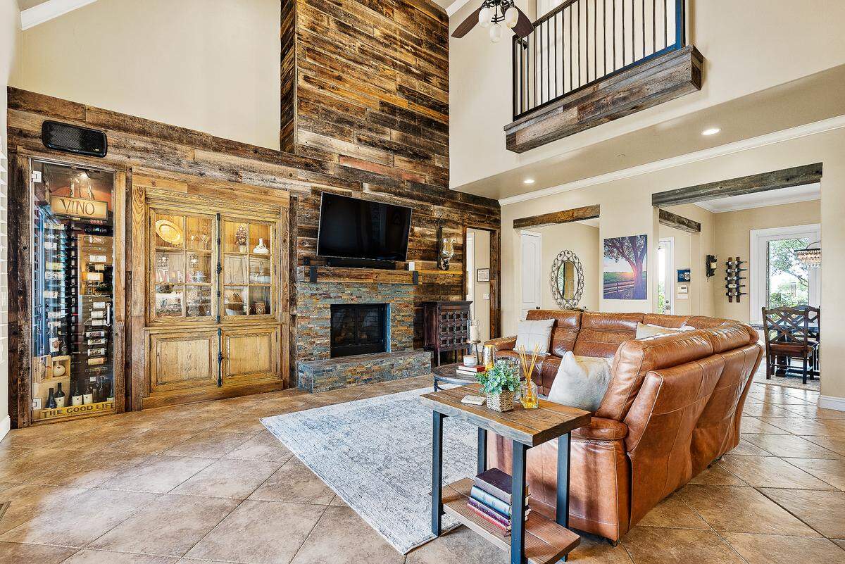 The interior of the 4,500-square-foot custom home that sits on a Byron, California, property with 30 acres of vineyards and a baseball field.