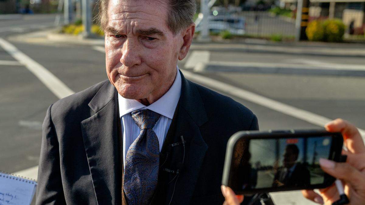 Baseball legend and U.S. Senate candidate Steve Garvey speaks to the media after touring a homeless encampment in Sacramento on Jan. 17, 2024.