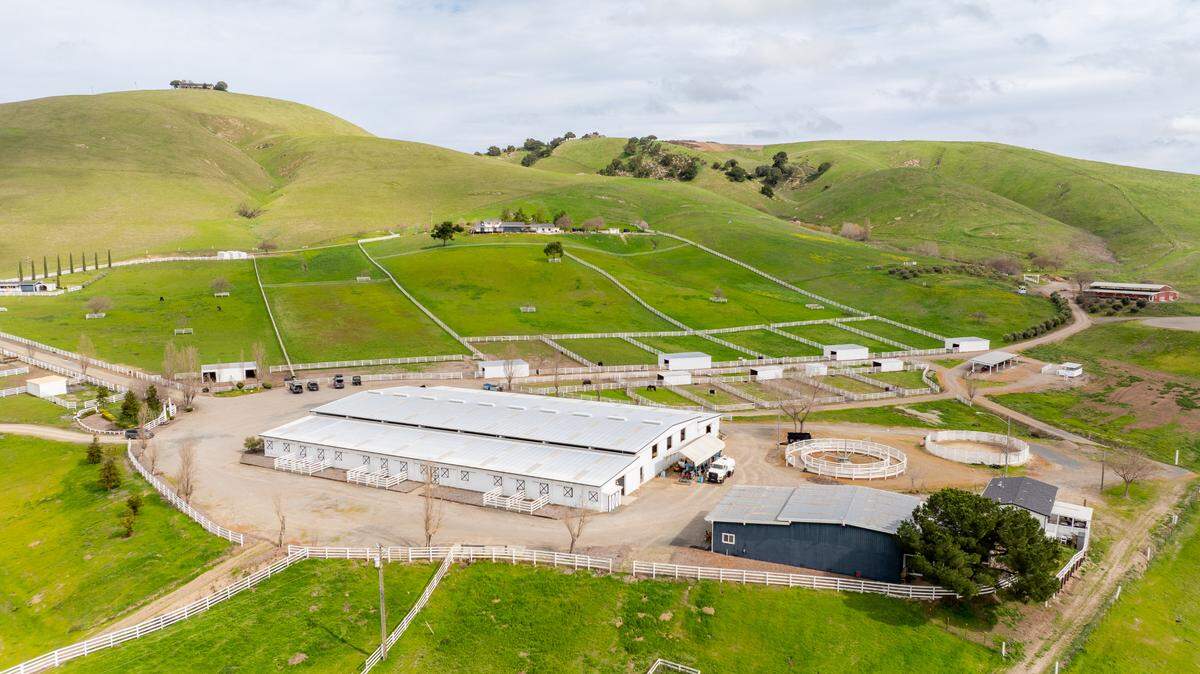 The world-class equestrian property is located an hour east of San Francisco on 120 acres.