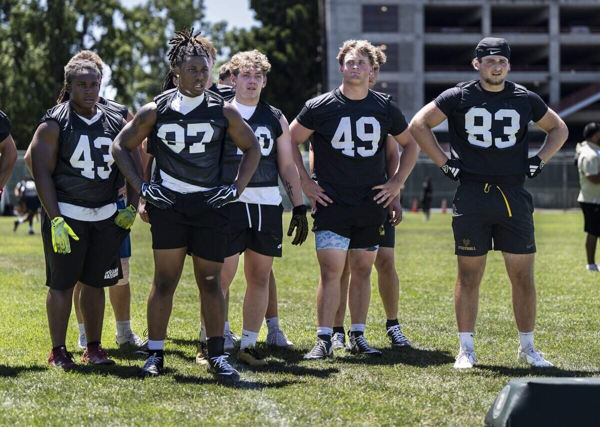 High school students participate in the Sacramento State Football Rising Stars MEGA Camps on Wednesday.