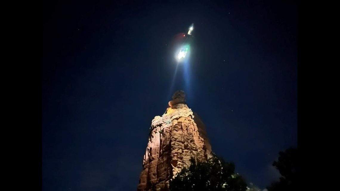 A rock climber became stranded on a spire 200 feet above ground after her leg got stuck in a crack, Arizona officials said.&nbsp;