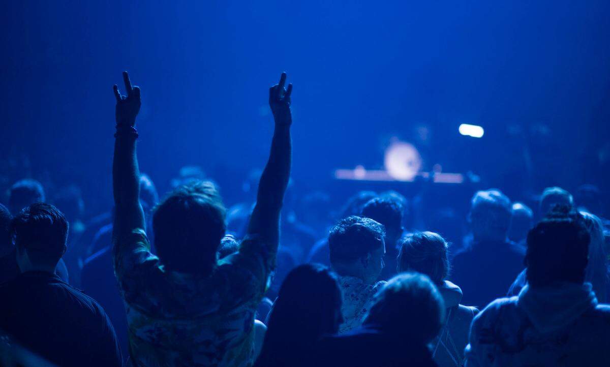 The crowd cheers Sacramento band Tycho during the opening weekend for Channel 24, a new concert venue in midtown.