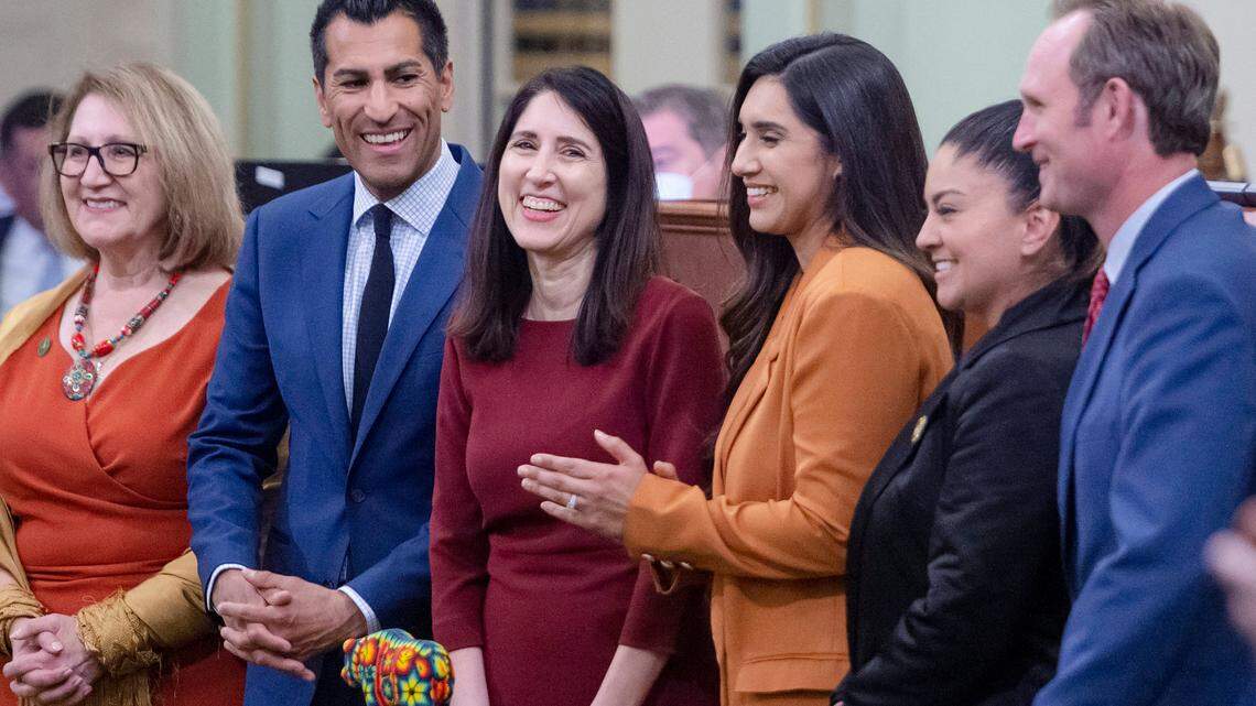 California Supreme Court Chief Justice Patricia Guerrero, center, the first Latina to serve as the state’s chief justice, is recognized as an honoree during the Latino Spirit Awards on Monday at the state Capitol. Every year, the California Latino Legislative Caucus presents the Latino Spirit Award honor to prominent Latinos in various fields.