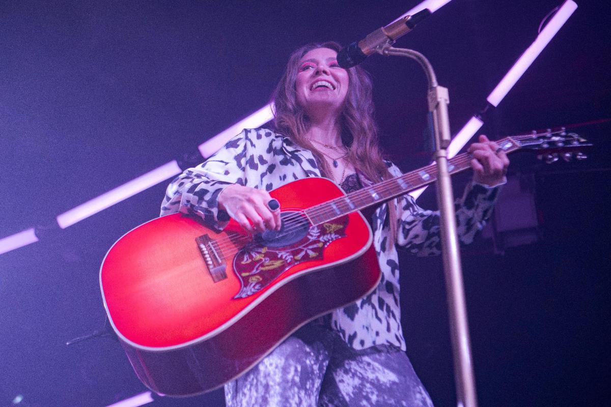 Joy Huerta of Latin pop duo Jesse & Joy performs at Ace of Spades on Friday, July 14, 2023, in Sacramento as part of their 29-city summer tour.