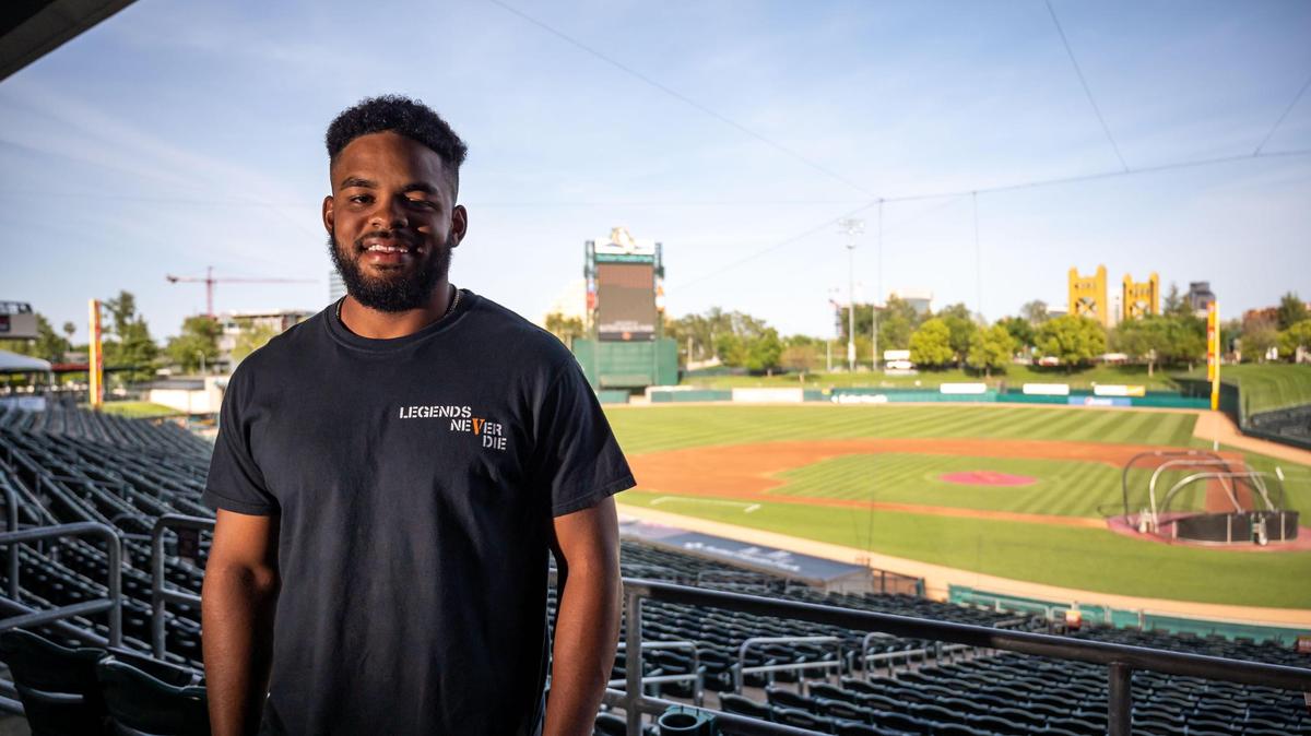Sacramento River Cats outfielder Heliot Ramos, drafted by the San Francisco Giants in the first round in 2017, stands Saturday at Sutter Health Park in West Sacramento on Media Day. Ramos is the Giants’ top prospect.