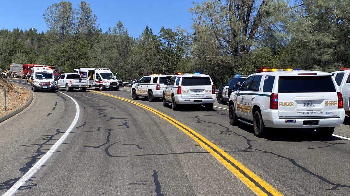 A man died and a mother and her three children were injured Tuesday July 12, 2022, in head-on vehicle crash on Foresthill Road near Drivers Flat Road in Foresthill, California.