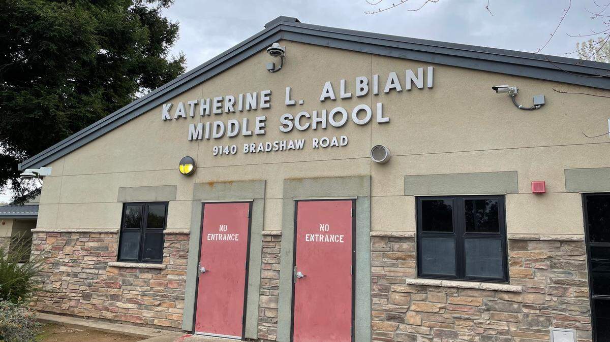 Katherine Albiani Middle School in Elk Grove is seen on March 5, 2025.