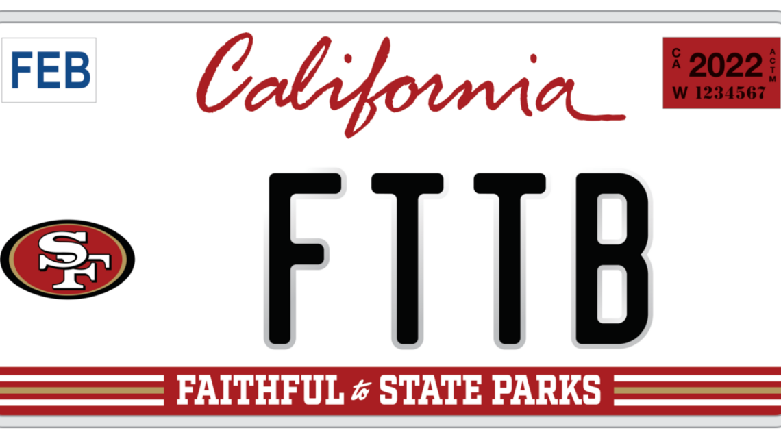 San Francisco 49ers unveil new license plate to benefit state parks