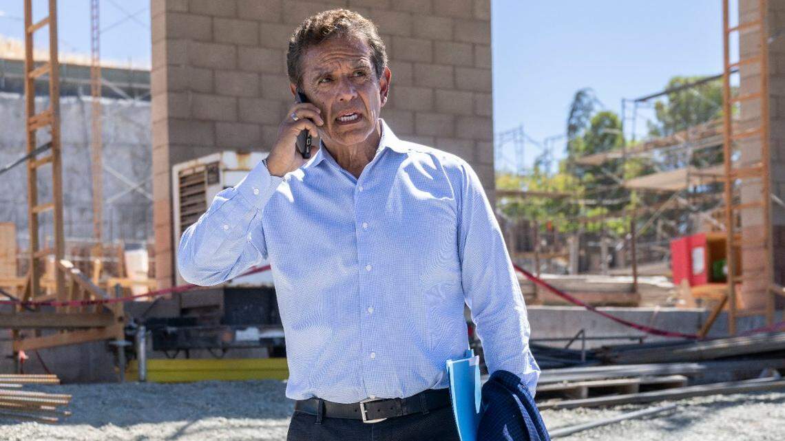 Former Los Angeles Mayor Antonio Villaraigosa talks in front of the construction site of the Antioch Water Treatment Plants Brackish Water Desalination Project after Gov. Gavin Newsom announced on Thursday, Aug. 11, 2022, the former speaker of the state Assembly will serve as an infrastructure advisor for the state.