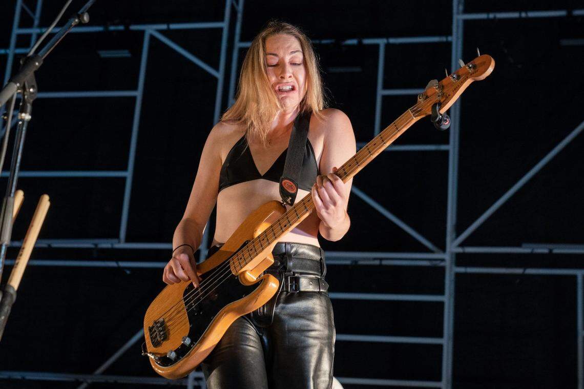 Haim performs at the Moody Amphitheater in Waterloo Park on May 4, 2022, in Austin, Texas.