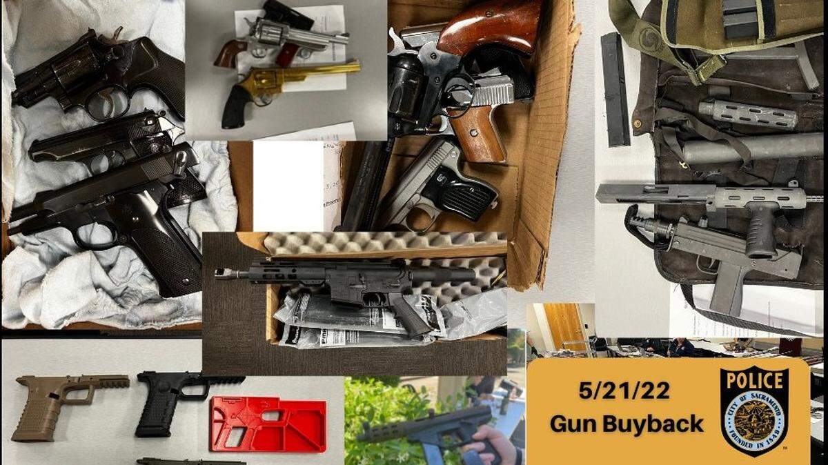 Sacramento police bought 134 firearms from local residents in exchange for $50 gasoline gift cards per gun on Saturday, May 21, 2022, in Sacramento, California.