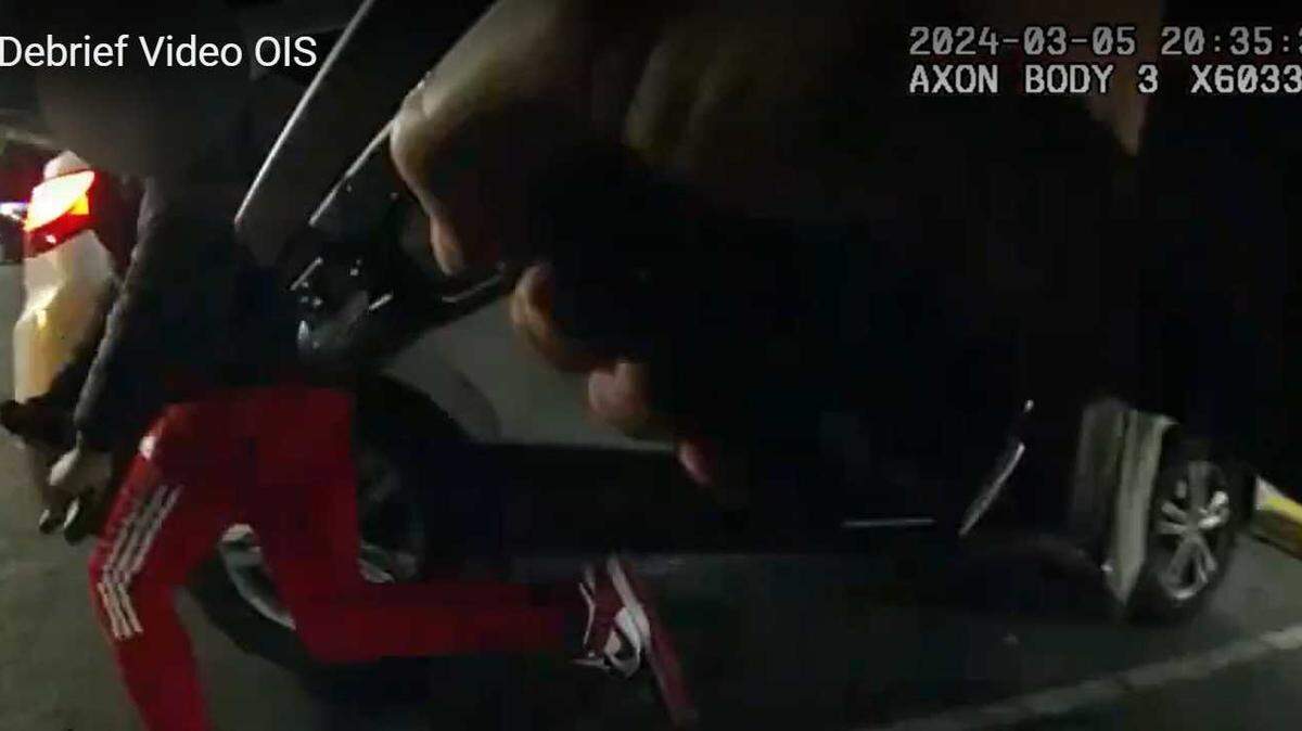 A Sacramento County deputy is seen pointing a gun at an 18-year-old man on March 5, 2024 near Fruitridge Road and Odea Drive. The 18-year-old was shot twice by deputies and survived his wounds.