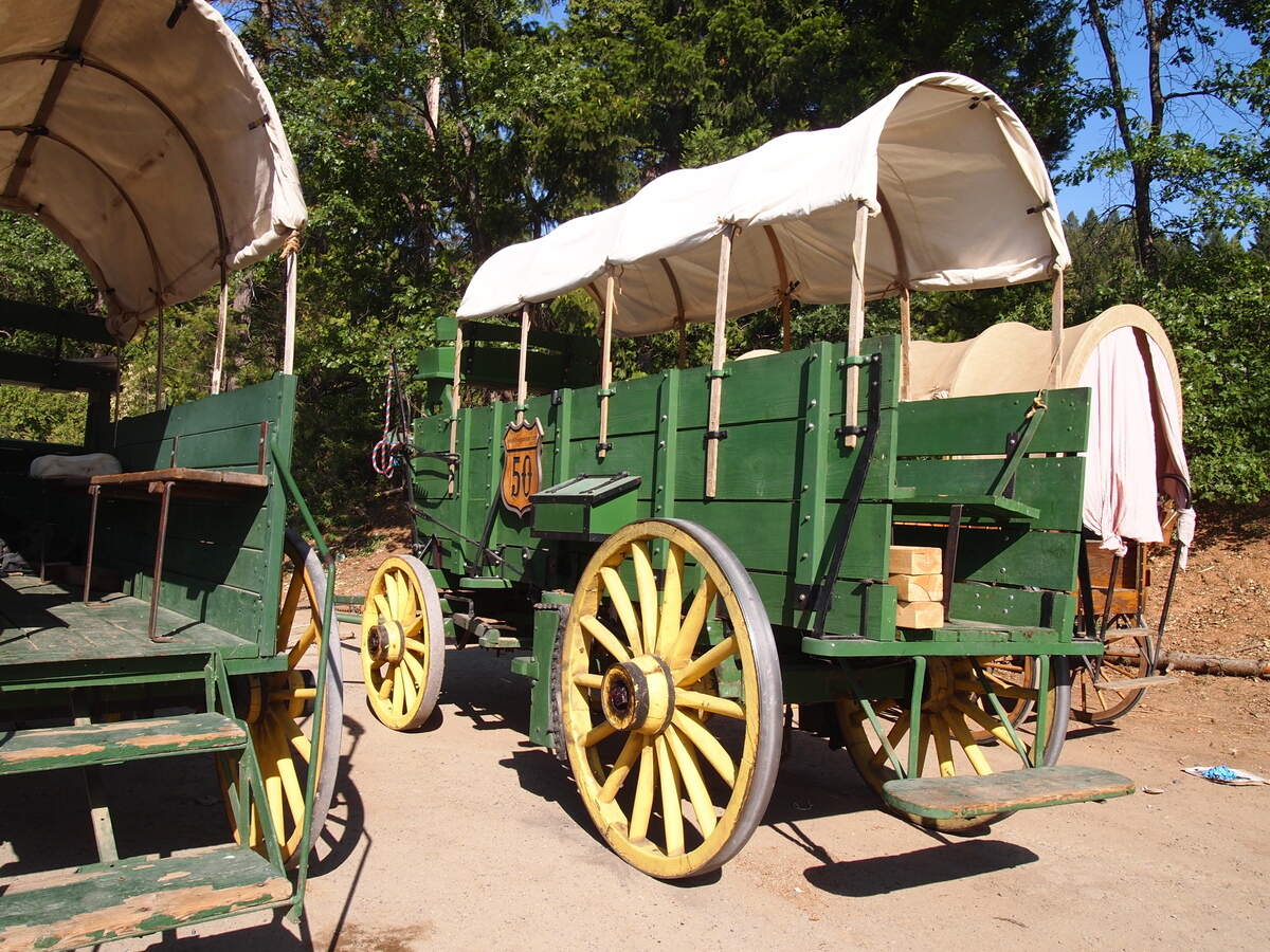 A restored original wagon from the 1860s. When they hit the road, Matson drives this one up front; it’s pulled by four horses instead of two due to how heavy it is.