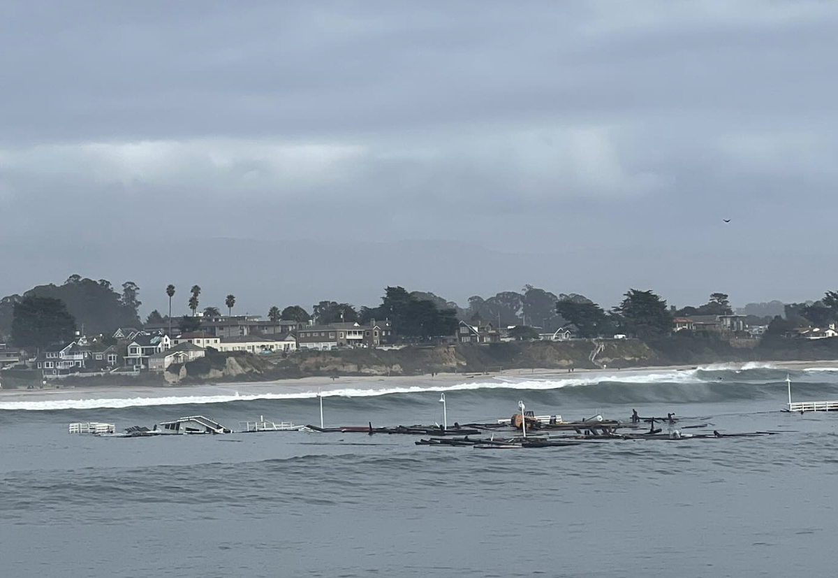 The Santa Cruz wharf collapses in a storm on Dec. 23, 2024.