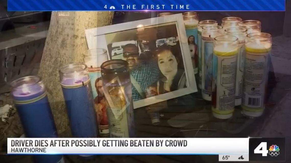 The family of a man dragged from his pickup truck and beaten after trying to hit a crowd in Hawthorne, California, calls his death “murder.”