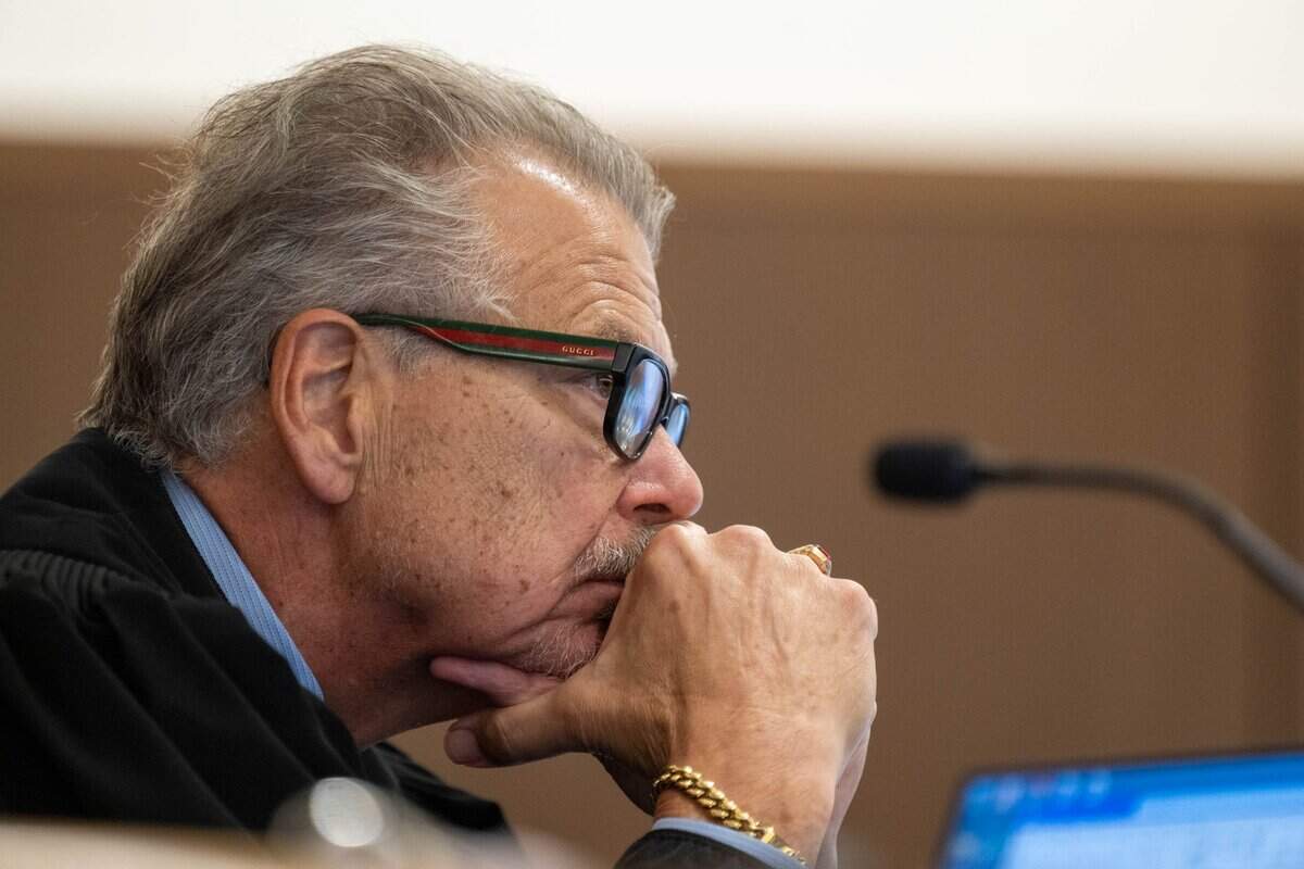 Superior Court Judge Michael Bowman listens as defense attorney Reid Kingsbury argues on behalf of his client Mtula Payton, who is accused of murder in the April 2022 K Street mass shooting, during closing arguments at his trial at Sacramento Superior Court on Wednesday.