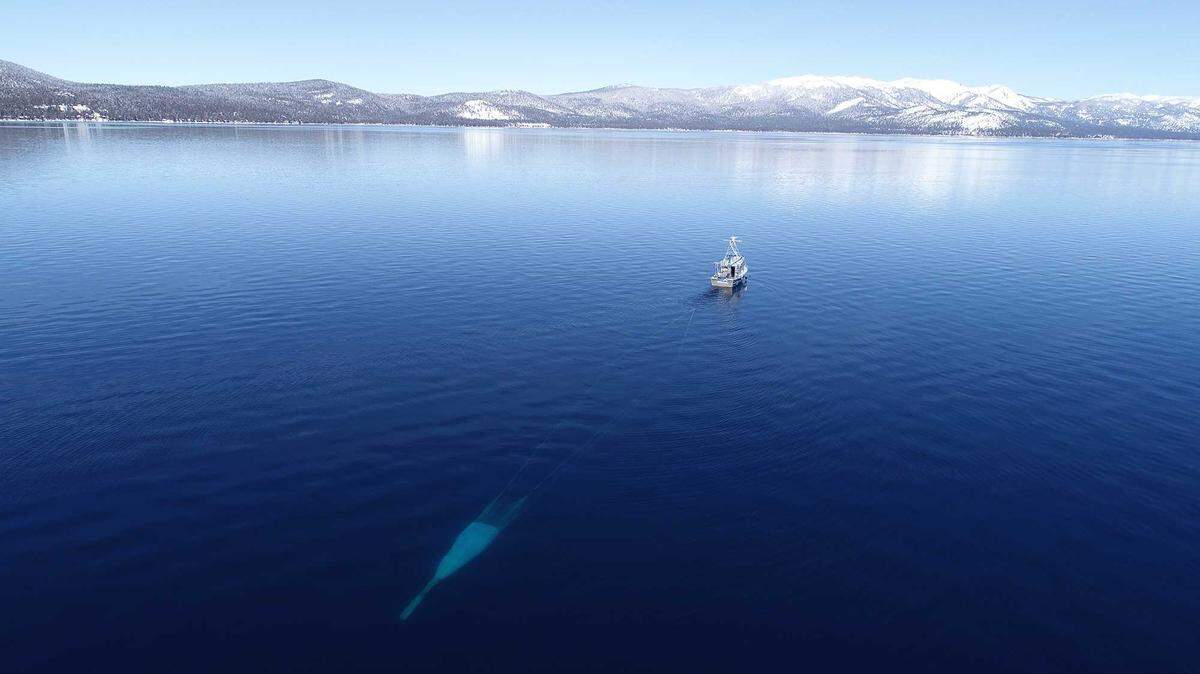 A research vessel from the UC Davis Tahoe Environmental Research Center trawls across the lake in this undated photo. Scientists have launched a pilot project to âclimate-proofâ Lake Tahoeâs clarity by ridding it of tiny shrimp placed there decades ago, according to research released Thursday, Aug. 1, 2019, by UC Davis Tahoe Environmental Research Center.