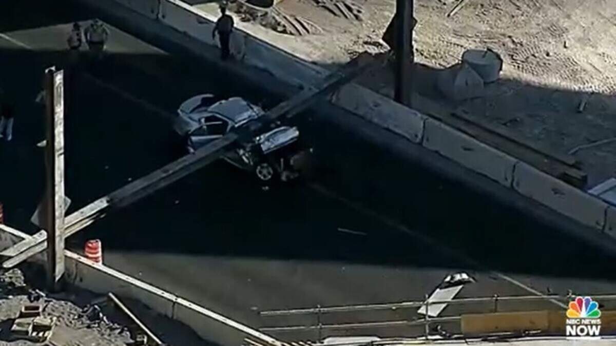 A steel beam falling from a Las Vegas overpass crushed a car, killing a police detective, Nevada officials say.