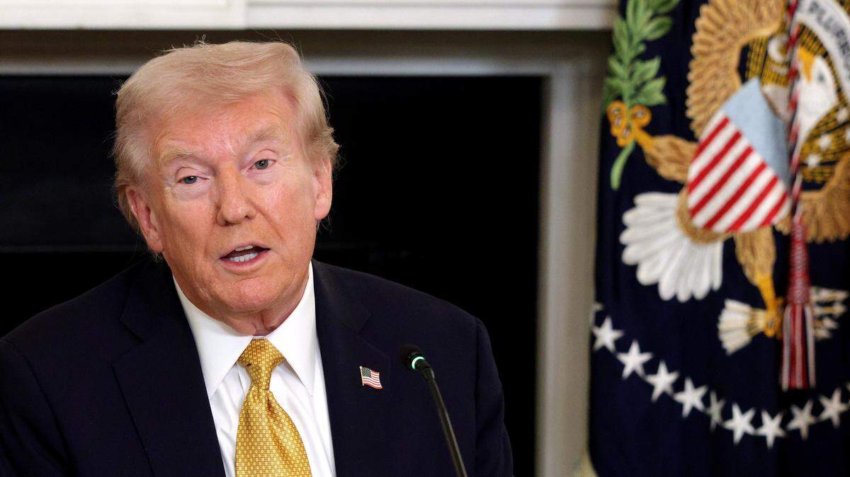 President Donald Trump delivers an announcement on his Homeland Security Task Force in the State Dining Room of the White House on Thursday, Oct. 23, 2025, in Washington, D.C.